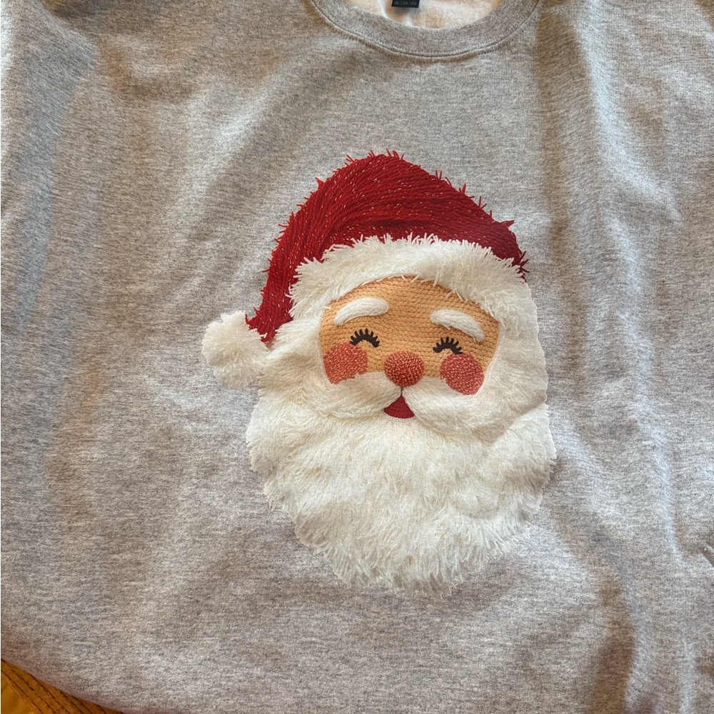 Festive Gray Santa Sweatshirt